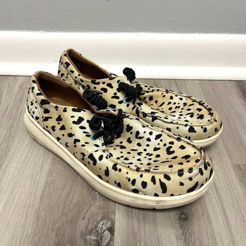 Ariat Shoes Women’s 9.5 Washed Up Tan & Black Animal Print Hilo Slip On